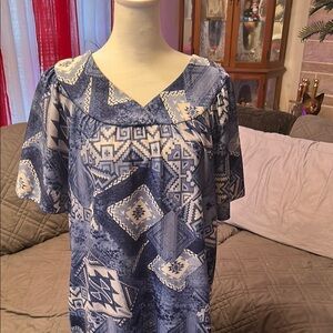 Blue Patterned Women's Muumuu Dress
